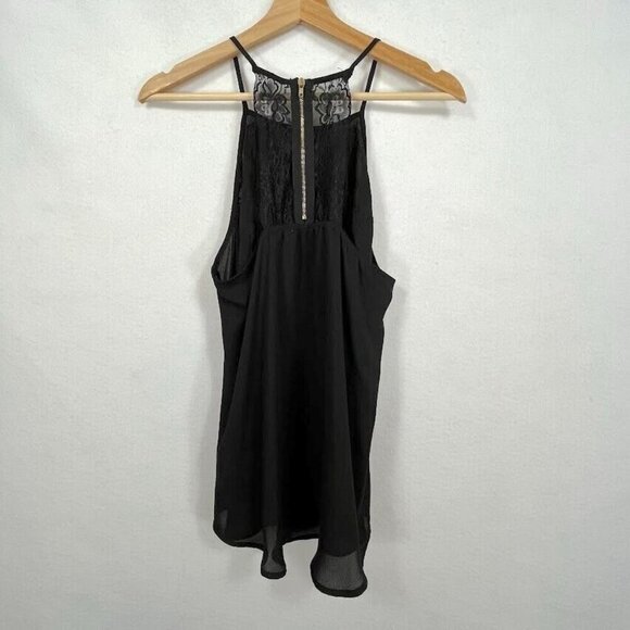Maurices Black Sheer Beaded And Lace Back Zip Sleeveless Blouse Size Med - Picture 3 of 7